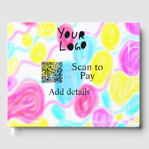 Scan to pay add Q R business logo rainbow watercol Guest Book