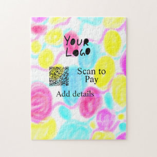 Scan to pay add Q R business logo rainbow watercol Jigsaw Puzzle