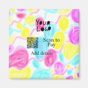 Scan to pay add Q R business logo rainbow watercol Magnet