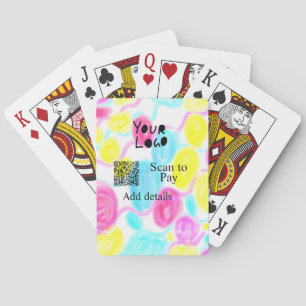 Scan to pay add Q R business logo rainbow watercol Playing Cards