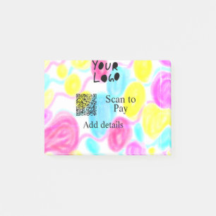 Scan to pay add Q R business logo rainbow watercol Post-it Notes