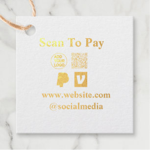 scan to pay add Q R code logo business details pay Favour Tags
