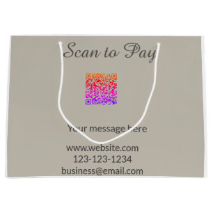 scan to pay Add QR logo website email business sho Large Gift Bag