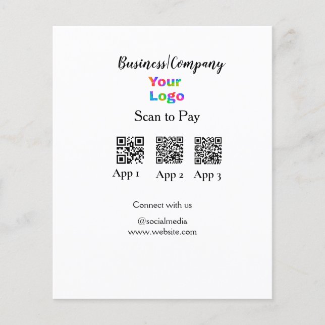 Scan to pay business logo Q R code social media  (Front)