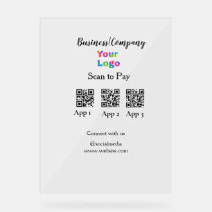 Scan to pay business logo Q R code social media  Acrylic Sign