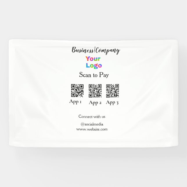 Scan to pay business logo Q R code social media  Banner (Horizontal)