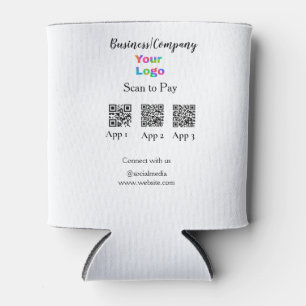 Scan to pay business logo Q R code social media Can Cooler