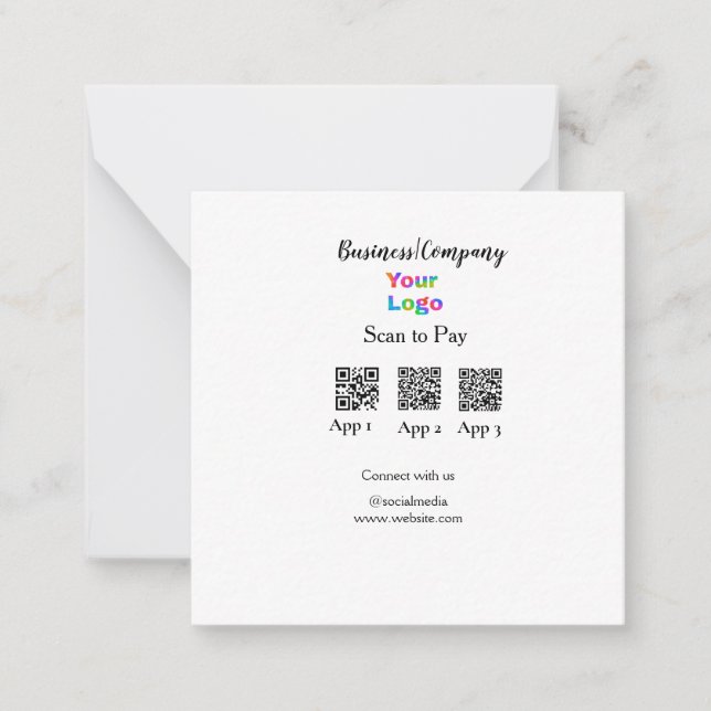 Scan to pay business logo Q R code social media  Card (Front)