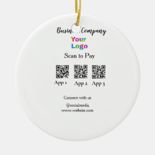 Scan to pay business logo Q R code social media Ceramic Tree Decoration