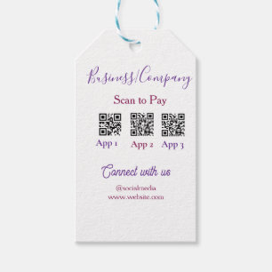 Scan to pay business logo Q R code social media Gift Tags
