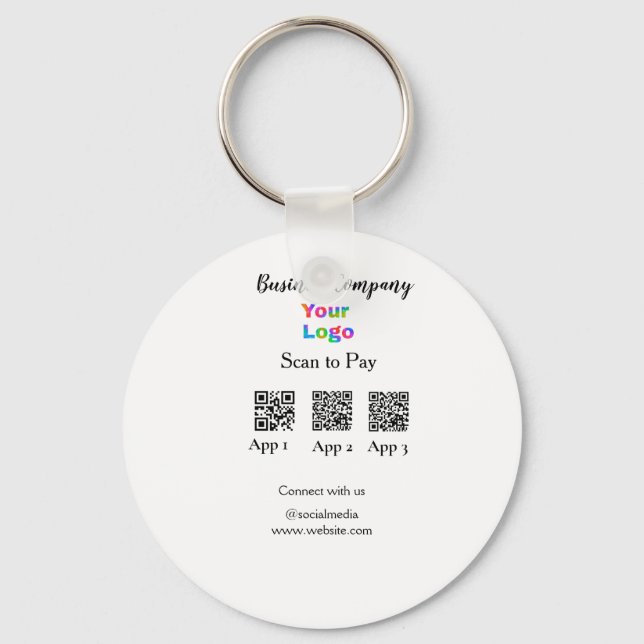 Scan to pay business logo Q R code social media  Key Ring (Front)