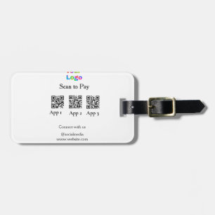Scan to pay business logo Q R code social media  Luggage Tag