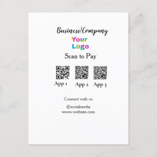 Scan to pay business logo Q R code social media  Postcard