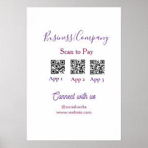 Scan to pay business logo Q R code social media  Poster