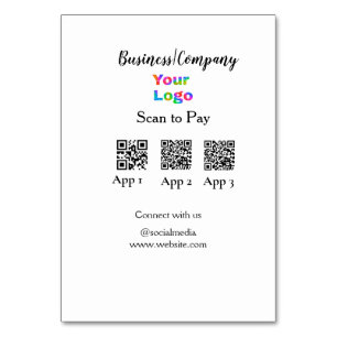 Scan to pay business logo Q R code social media Table Number
