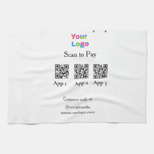 Scan to pay business logo Q R code social media Tea Towel