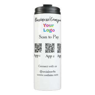 Scan to pay business logo Q R code social media Thermal Tumbler