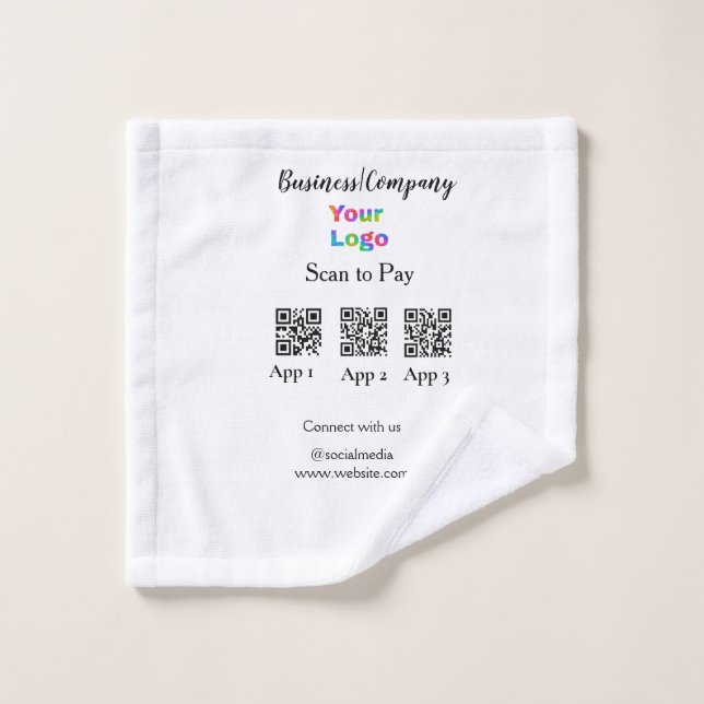 Scan to pay business logo Q R code social media  Wash Cloth (Wash Cloth)