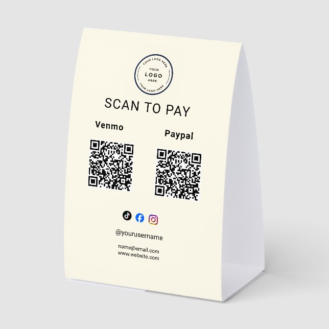 Scan To Pay Business Logo Qr Code Pedestal (Front)