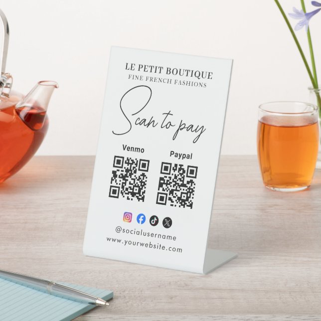 Scan To Pay Business Logo Qr Code Pedestal Sign (In SItu)
