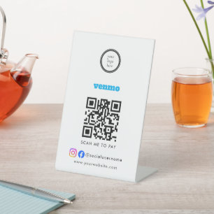 Scan To Pay Business Logo Qr Code Pedestal Sign