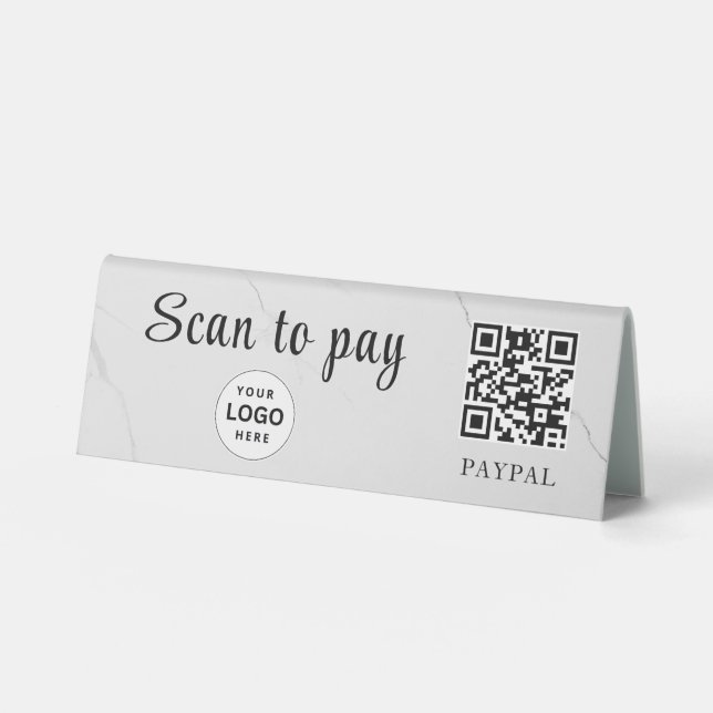 Scan To Pay Business Logo Qr Code Pedestal Sign (Front)