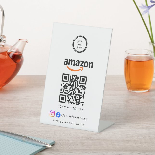 Scan To Pay Business Logo Qr Code Pedestal Sign (In SItu)
