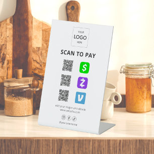 Scan To Pay Business Logo Qr Code Pedestal Sign