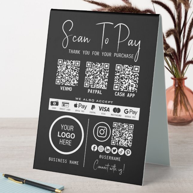 Scan To Pay Business Qr Code Payment Modern Black (In SItu (Table))