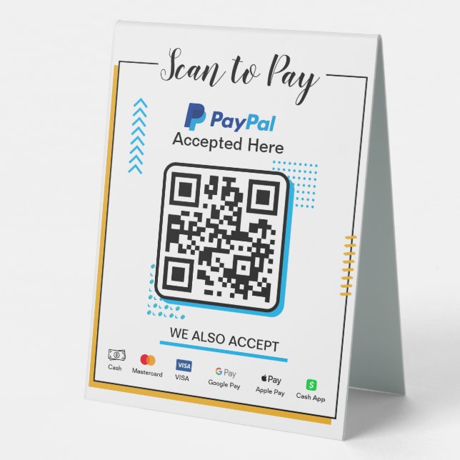 Scan to Pay Business Sign | Paypal QR Code Payment (Back)