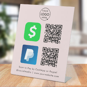 Scan to Pay   CashApp Paypal QR Code Payment Pink Pedestal Sign