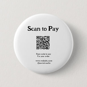 Scan to pay for order QR code add website social m 6 Cm Round Badge