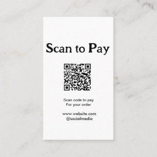 Scan to pay for order QR code add website social m Business Card