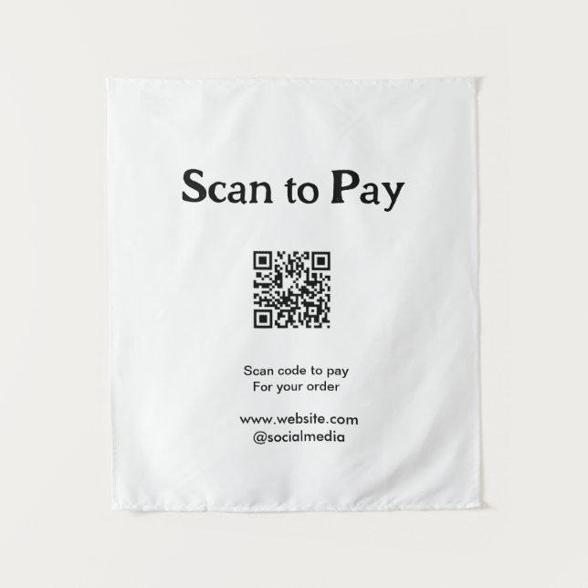 Scan to pay for order QR code add website social m Tapestry (Front)