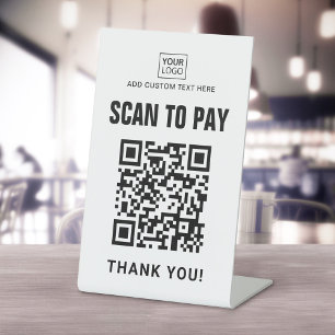 Scan to pay logo QR code white or custom colour Pedestal Sign
