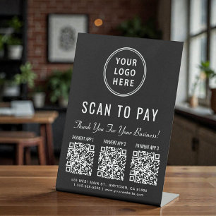 Scan to Pay Multi App QR Code Tabletop Pedestal Sign