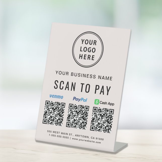 Scan to Pay Paypal CashApp Venmo QR Codes Logo Pedestal Sign (Creator Uploaded)