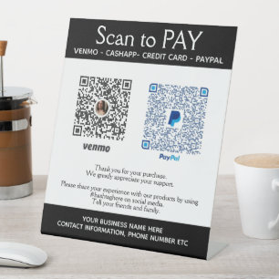 Scan to Pay PayPal Venmo Business  Pedestal Sign
