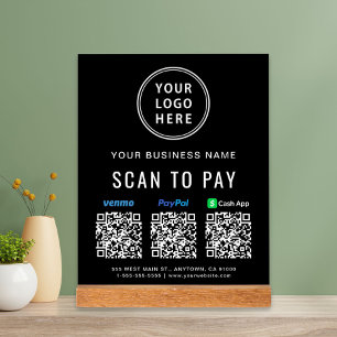 Scan to Pay Paypal Venmo CashApp QR Codes Logo Acrylic Sign