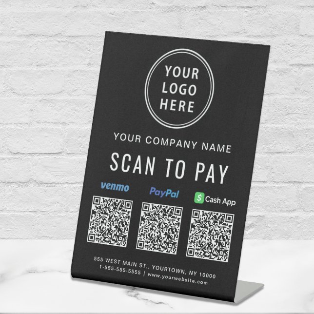 Scan to Pay Paypal Venmo CashApp QR Codes Logo Pedestal Sign (Creator Uploaded)