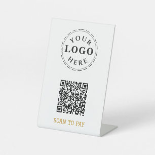 Scan to Pay Pedestal Sign with QR Code & Logo