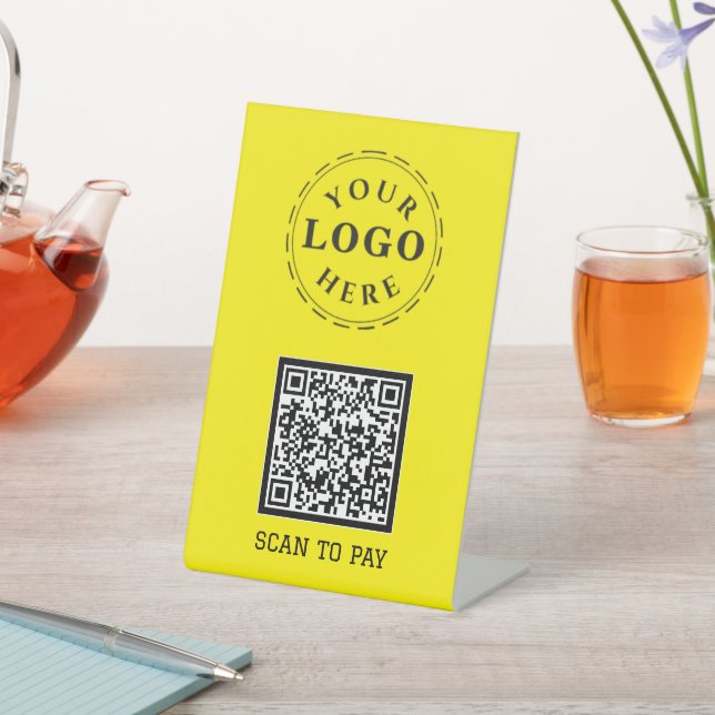 Scan to Pay Pedestal Sign with QR Code & Logo (In SItu)