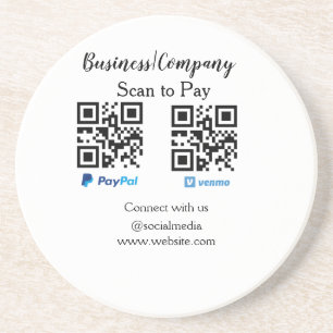 Scan to pay q r code paypal venmo add your website coaster