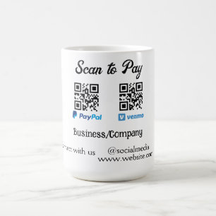 Scan to pay q r code paypal venmo add your website coffee mug