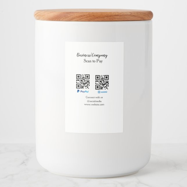 Scan to pay q r code paypal venmo add your website food label (Front)