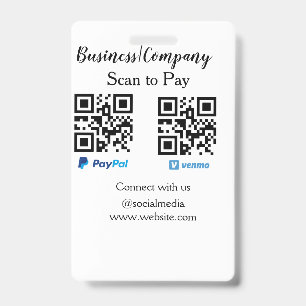 Scan to pay q r code paypal venmo add your website ID badge