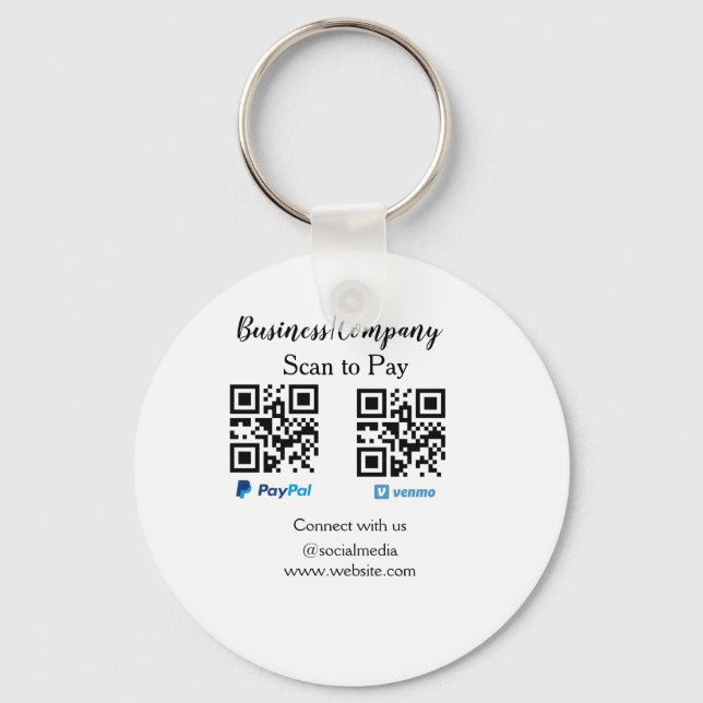 Scan to pay q r code paypal venmo add your website key ring (Front)