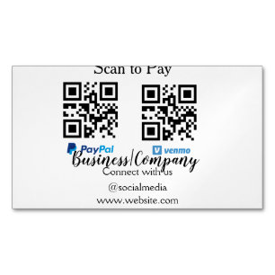 Scan to pay q r code paypal venmo add your website 	Magnetic business card