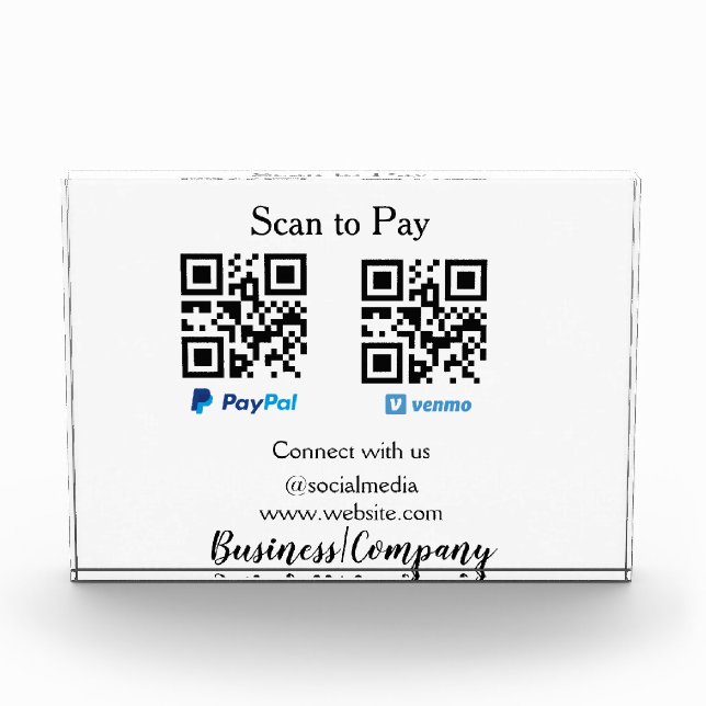 Scan to pay q r code paypal venmo add your website photo block (Front)