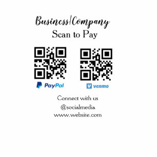 Scan to pay q r code paypal venmo add your website standing photo sculpture